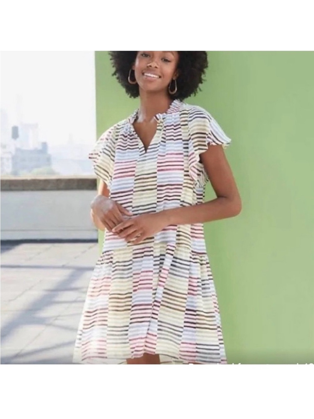 Loft flutter sleeve drop waist dress Medium
